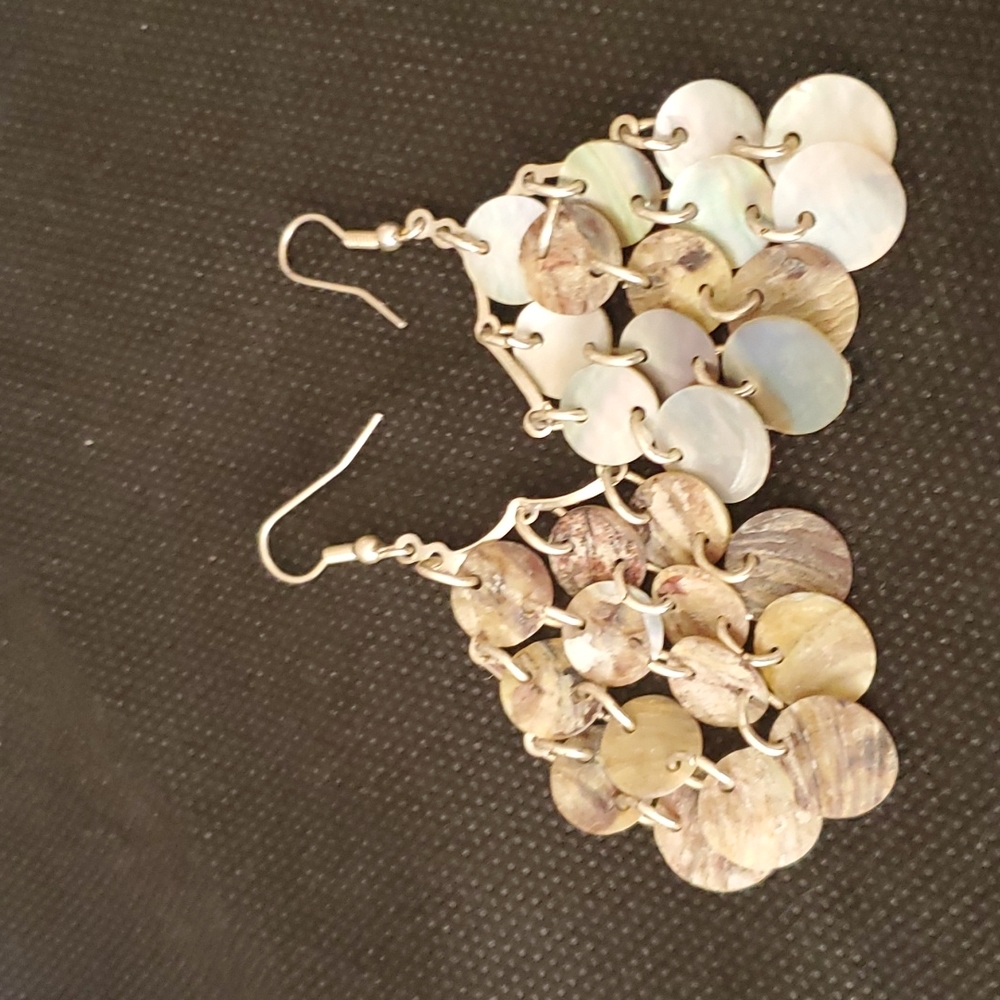 VINTAGE MOTHER OF PEARL CHANDELIER EARRINGS